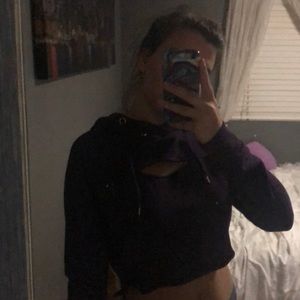 cropped purple sweater hoodie